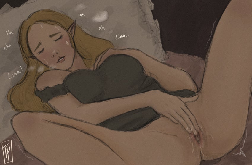 1girls blonde_hair blush breath_of_the_wild closed_eyes female female_only flowerpower light-skinned_female light_skin long_hair masturbating masturbation nintendo princess_zelda solo the_legend_of_zelda vaginal_masturbation zelda_(breath_of_the_wild)