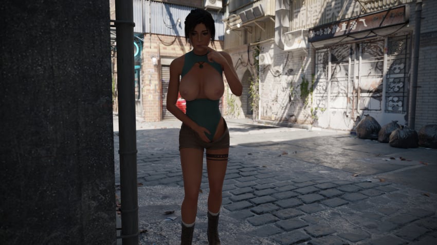 3d bitting_finger bodysuit boots breasts_out brown_eyes brown_hair desperation hand_on_belly lara_croft lara_croft_(survivor) need_to_pee page_2 pee_desperation peeing peeing_self pissing public short_shorts shorts smutnysize street tattoo tomb_raider tomb_raider_(survivor) wetting_self