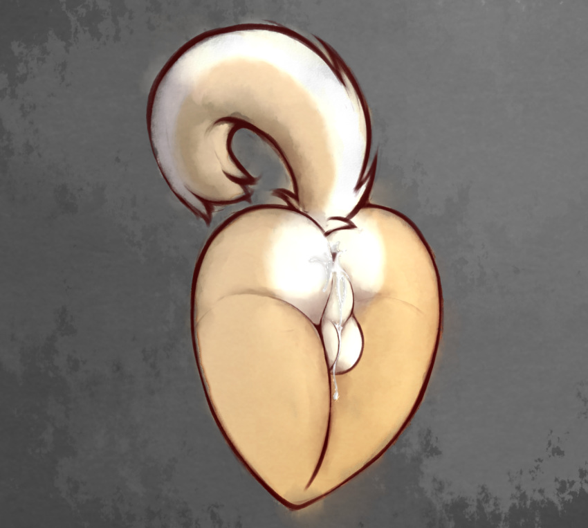 anthro anus ass backsack balls canine capseys cum cum_on_balls fur male male_only mammal raised_tail simple_background solo tan_fur white_balls white_fur