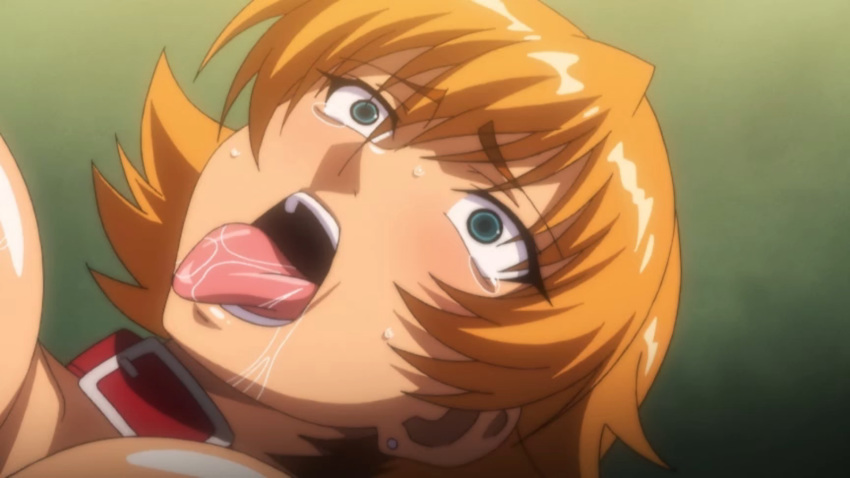 blonde_hair blue_eyes collar earrings female igawa_sakura laying open_mouth saliva screencap solo taimanin_asagi taimanin_asagi_3 tears tongue_out