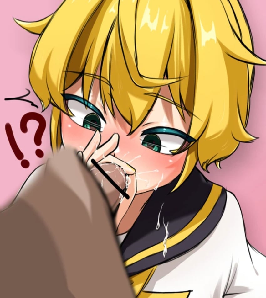 2boys blonde_boy blonde_hair blonde_hair_male blonde_male blowjob blowjob_face blowjob_only blue_eyes blush boy cum cum_in_mouth cum_inside cum_on_face erection femboy gay girly guy kagamine_len male male_focus male_only oral tagme vocaloid yaoi