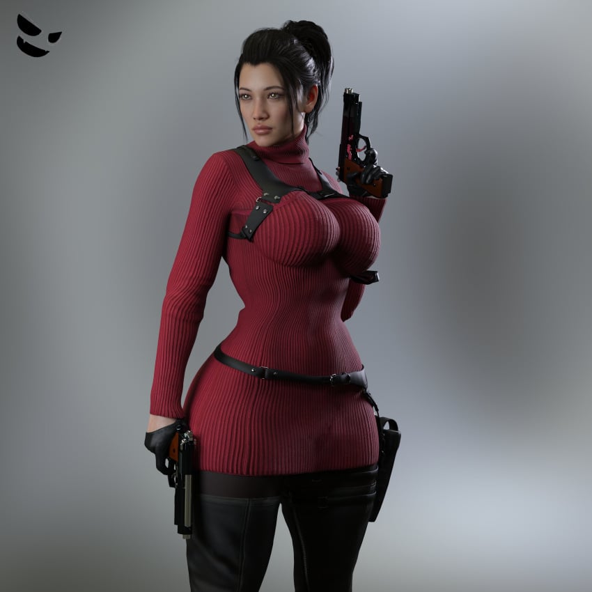 3d 3d_model ada_wong_(cosplay) asian asian_female ass big_ass big_breasts black_hair breasts capcom crossover_cosplay gm_studios legs li_mei light-skinned_female mortal_kombat mortal_kombat_1_(2023) nail_polish netherrealm_studios resident_evil resident_evil_4 resident_evil_4_remake solo thick_thighs toned_female