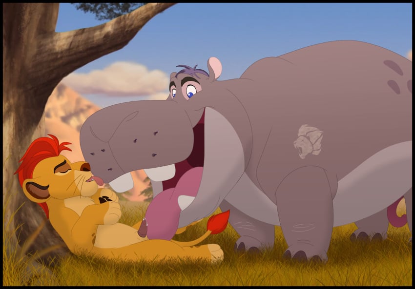 beshte blowjob bodily_fluids disney duo erection felid feral gay gay_blowjob gay_sex genital_fluids genitals hi_res hippopotamid kaion kion_(the_lion_guard) lion male male/male mammal pantherine penis the_lion_guard the_lion_king