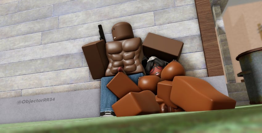 1boy 1girls 3d areolae breasts da_hood gun masturbation muscular_male nipples nude_female outside penis pussy robinmorserr34 roblox roblox_game robloxian tagme twitter_username watermark