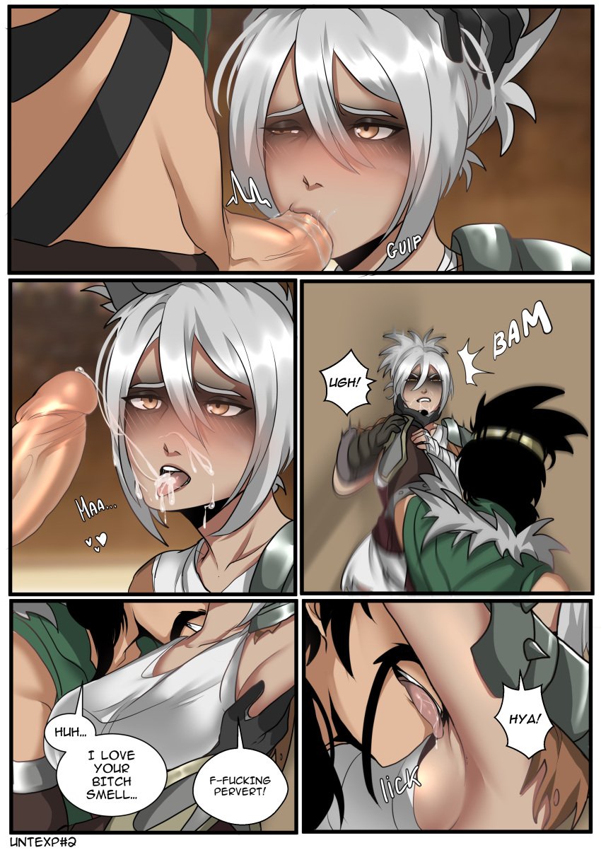 1boy 1boy1girl 1girls blowjob choking comic comic_page cum_on_face draven english_text female league_of_legends licking_armpit male page_2 page_number riven slamming sniffing sniffing_armpit untitledexpression