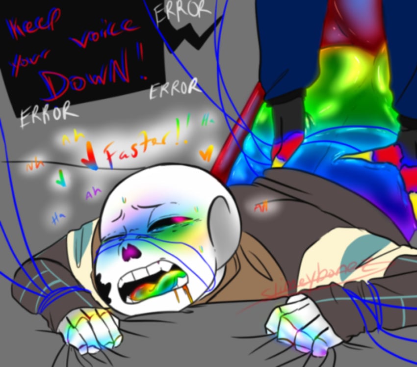 blushing bondage curvaceous dialogue doggy_style ectobody english_text error_sans_(fan_character) fat_ass gay hands_on_waist heart-shaped_eyes hearts_around_head humanoid ink_sans_(fan_character) male penetration rainbow sans sanscest sex skeleton slimeybonez undertale_(series) undertale_au undertale_fanfiction