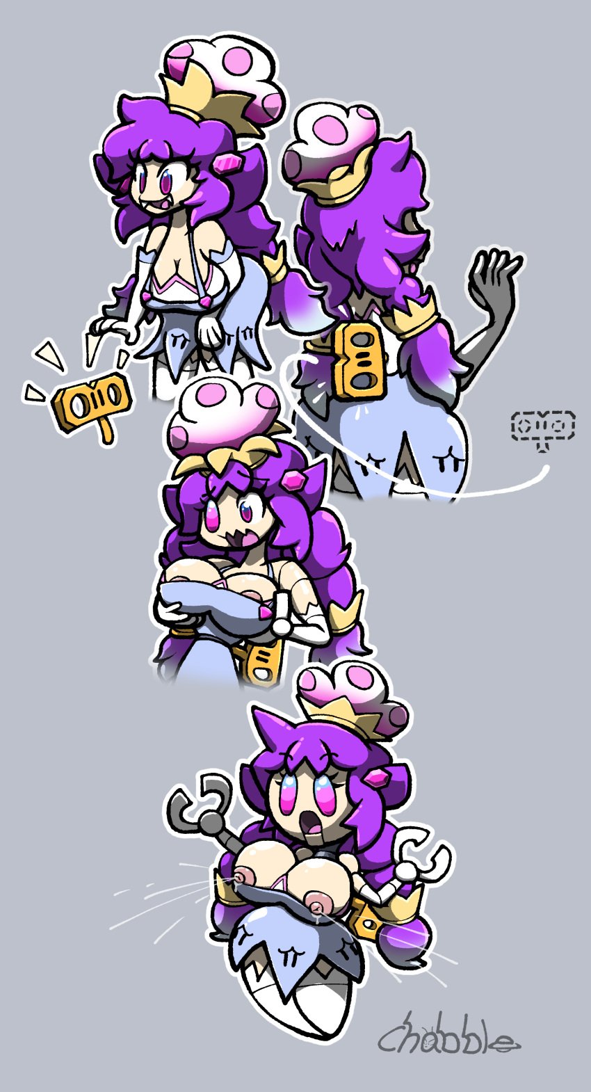 2020s 2024 chabble crown female fusion fusion_character king_boo lactating lactation luigi's_mansion mario_(series) pink_eyes png purple_hair robotization super_mario_bros. toadette toy transformation transformation_sequence windup_key