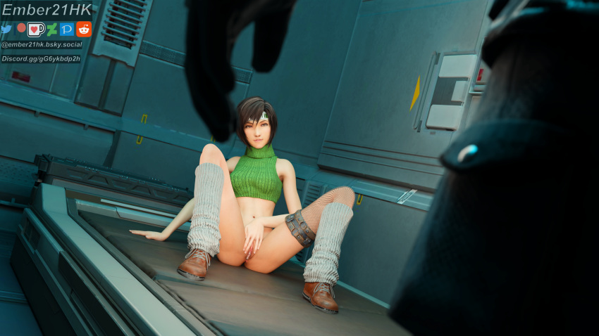 2k 3d 3d_(artwork) asian asian_female bed blender blender_(software) blender_cycles brown_eyes brown_hair creamy creamy_pussy ember21hk female female_focus final_fantasy final_fantasy_vii final_fantasy_vii_remake fingers_on_pussy headband hi_res inviting inviting_to_sex legs legs_spread looking_at_another male male/female ninja no_panties no_pants on_bed pussy_juice pussy_lips shinra_guard shirt shoes short_hair showing_pussy socks spread_legs spread_pussy square_enix sultry_eyes waiting yuffie_kisaragi