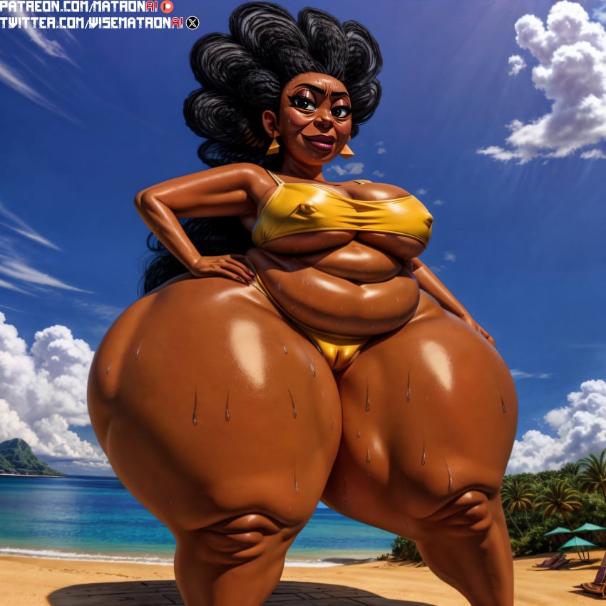 4k ai_generated bbw beach big_ass big_breasts big_butt bikini breasts chubby chubby_female dark-skinned_female dark_body dark_skin disney disney_channel female female female_focus female_only gilf gmilf granny highres large_ass large_breasts large_butt larger_female marvel massive_ass massive_breasts massive_butt massive_thighs matronai_(artist) mature mature_female mature_woman mimi_lafayette moon_girl_and_devil_dinosaur nipple_bulge nipples old_woman older_female patreon patreon_username pinup plump solo solo_female solo_focus ssbbw stable_diffusion swimsuit thick thick_ass thick_legs thick_thighs twitter_username