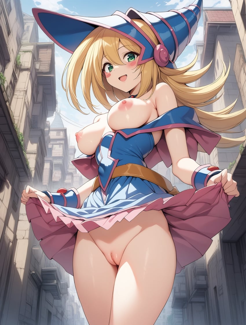 ai_generated breasts dark_magician_girl duel_monster nipples pussy utamaru yu-gi-oh!