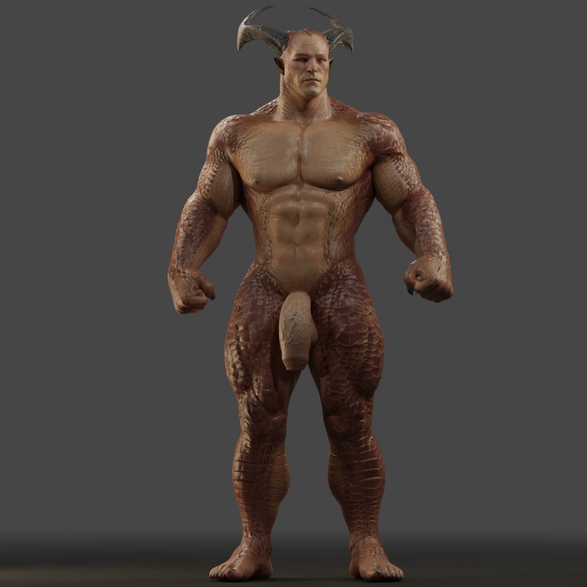 1boy 2_horns 3d 3d_(artwork) abs absurd_res animal_humanoid balls digital_media_(artwork) dragon dragon_humanoid general_shao genitals hi_res horn humanoid male male_only mortal_kombat mortal_kombat_1_(2023) muscular muscular_humanoid muscular_male mythological_creature mythological_scalie mythology nipples pecs penis scales scalie shao_kahn solo vein veiny_penis voluox