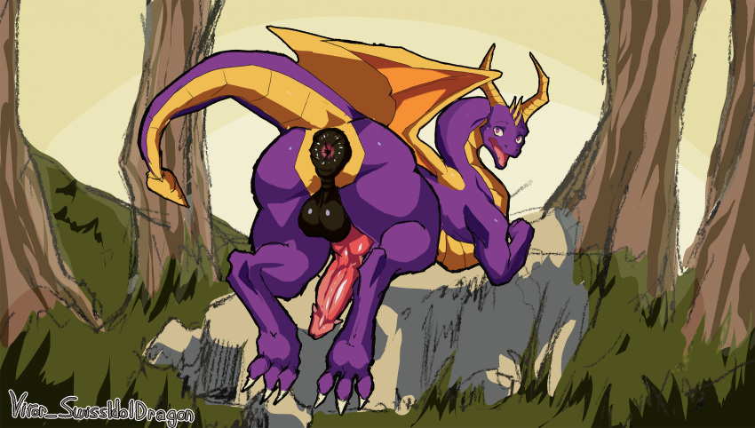 activision anus ass balls belly_scales claws dragon erection feral feral_only genitals hi_res knot male male_only mythological_creature mythological_scalie mythology penis perineum pink_knot pink_penis presenting presenting_anus presenting_hindquarters puffy_anus purple_body purple_scales scales scalie solo spyro spyro_the_dragon vitor_swissidoldragon white_claws yellow_body yellow_scales