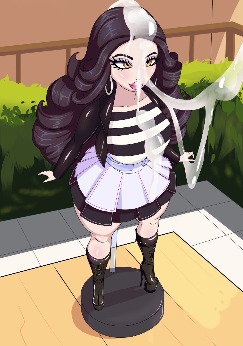 background bimbo bimbo_lips bimbofication bimbofied bratz bratz_petz cum cum_on_face cum_on_object doll doll_girl excessive_cum high_heel_boots high_heels jade_(bratz) jose12mexico living_doll minigirl miniskirt naughty_face