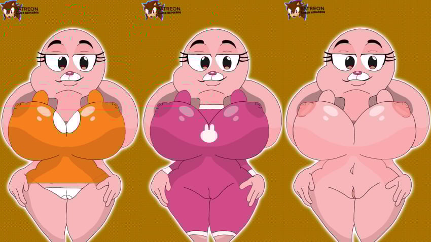 aged_up anais_watterson bedroom_eyes birthday_suit breasts bunny_girl huge_breasts looking_at_viewer nudity outfit_swap pajamas posing the_amazing_world_of_gumball