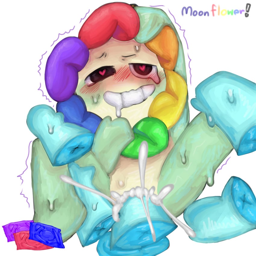 astro_(dandy's_world) balls blush_body cum cum_inside cumming cumshot cyan_body cyan_penis dandy's_world dandy_(dandy's_world) flower gay gay_sex green_arms green_legs heart_eyes in_pain moon pain sex shake_lines shaking_legs shaking_lines smile smiling spread_legs thick_cum