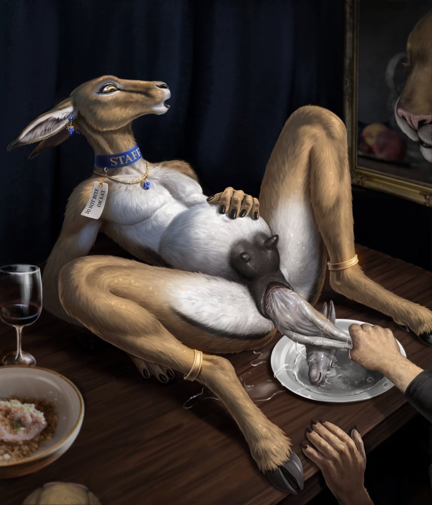 absurd_res antelope anthro birth bovid duo female gazelle gore gore_focus hard_vore hi_res imminent_cannibalism imminent_vore male male/female mammal maziurek oral_vore predator/prey pregnant pregnant_anthro pregnant_female prey_pov vore