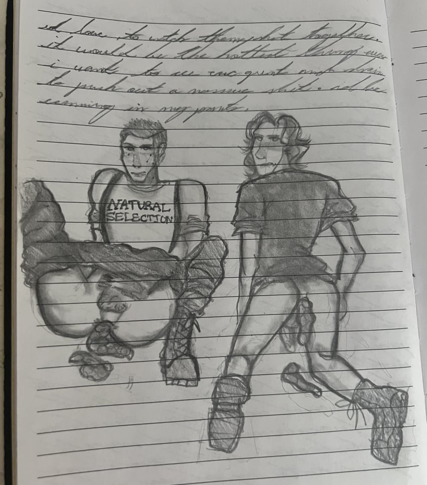 2boys columbine_shooting degradation dylan_klebold eric_harris humiliation pencil_(artwork) scat scat shitting shitting_on_floor spread_legs squatting traditional_media_(artwork) writing