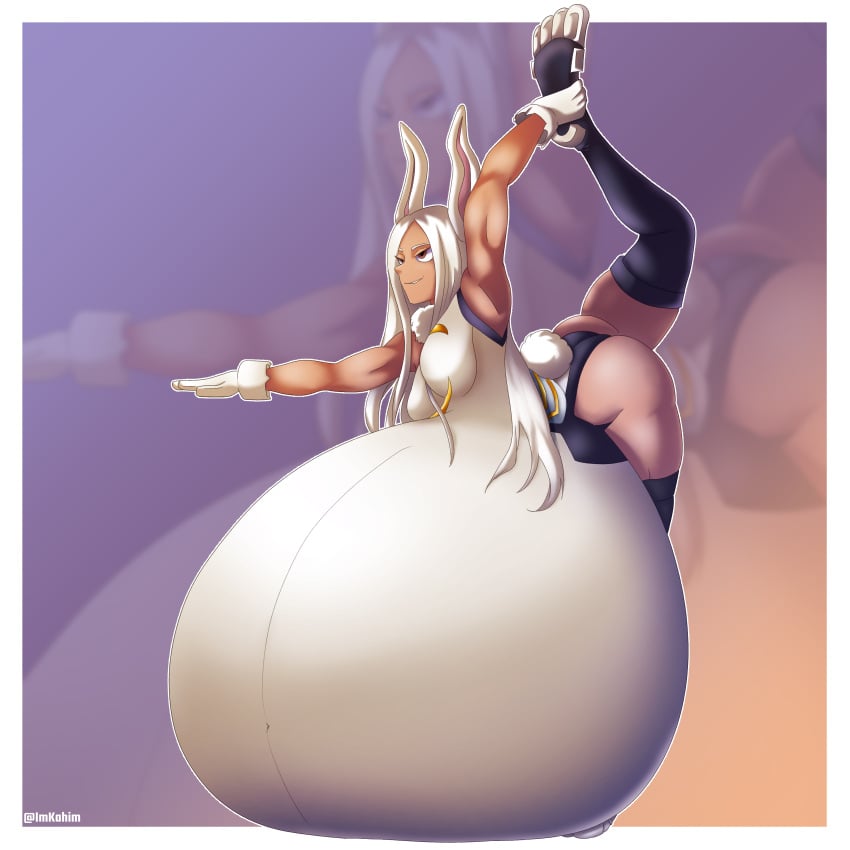 asian asian_female belly_on_ground big_ass big_breasts boku_no_hero_academia bunny_ears bunny_girl bunny_tail hero_outfit_(mha) heroine hyper_belly hyper_pregnancy imkahim mirko miruko muscular muscular_female my_hero_academia pregnancy pregnant pregnant_belly pregnant_female quirk_(mha) quirked_human_(my_hero_academia) red_eyes rumi_usagiyama stretching tanned_female tanned_skin very_long_hair white_gloves white_hair white_leotard yoga_pose