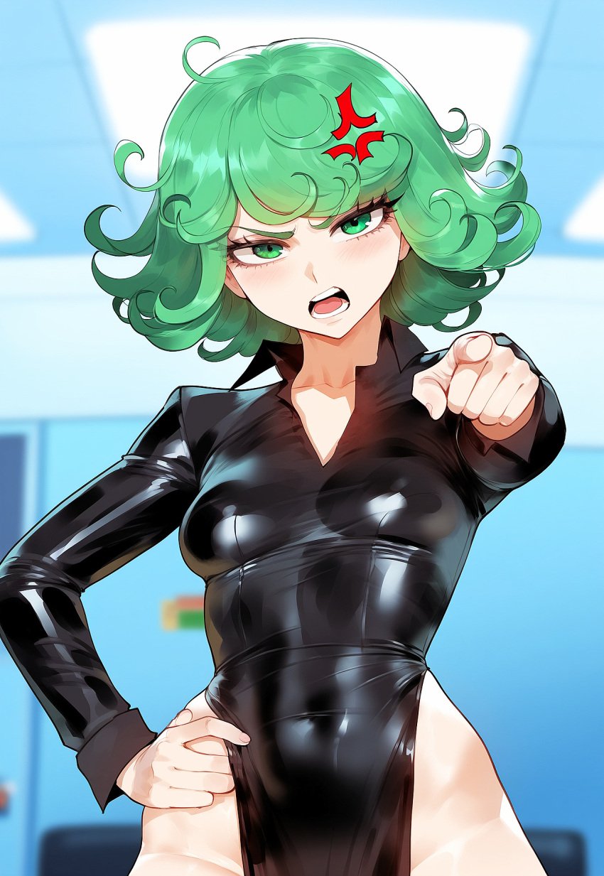 ai_generated breasts curvy dark-skinned_male dark_skin female green_eyes green_hair interracial juuicyai light-skinned_female light_skin male narrow_waist one-punch_man outdoors small_breasts tatsumaki thick_thighs wide_hips