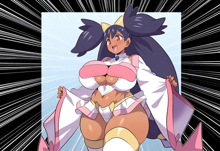 ai_generated big_breasts female female_focus female_only huge_breasts iris_(pokemon) mullon novelai pokemon pokemon_bw solo solo_female thick_thighs top_heavy