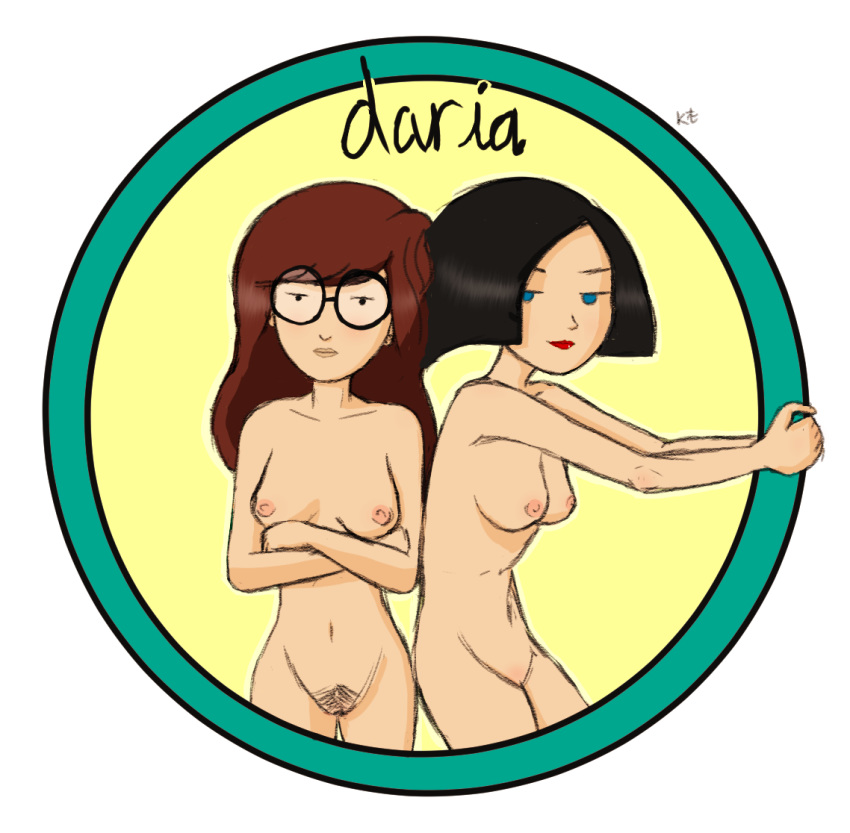 2016 2girls areola areolae arms bare_arms bare_breasts bare_shoulders bare_thighs belly_button black_eyes black_hair blue_eyes bottomless breasts brown_hair casual casual_nudity closed_mouth collarbone crossed_arms daria daria_morgendorffer duo female female_focus female_only folded_arms genitals glasses glasses_only groin hair innie_pussy jane_lane kt-draws legs light-skinned_female lips lipstick long_hair looking_at_viewer medium_breasts medium_hair mtv multiple_girls naked navel nipples nonsexual_nudity nude pubic_hair pussy round_eyewear round_glasses shaved_pussy short_hair slim smile standing thighs topless undressed vulva white_background young