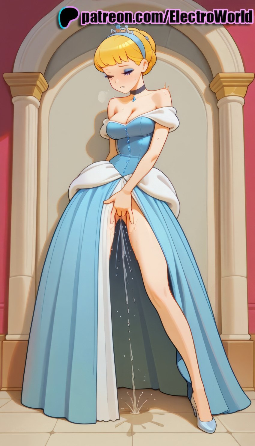 1girls ai_generated blonde_hair bottomless_dress bottomless_skirt breasts choker cinderella_(1950_film) cinderella_(disney) cleavage curvaceous curvy curvy_body curvy_female disney disney_princess dress electroworld female female_ejaculation female_focus female_masturbation female_only female_orgasm fingering fingers full_body highres inviting_to_sex masturbation no_panties no_panties_under_dress no_panties_under_skirt orgasm seductive seductive_look seductive_pose shiny_skin solo solo_female squirt squirting squirting_orgasm standing standing_masturbation uncensored voluptuous voluptuous_female