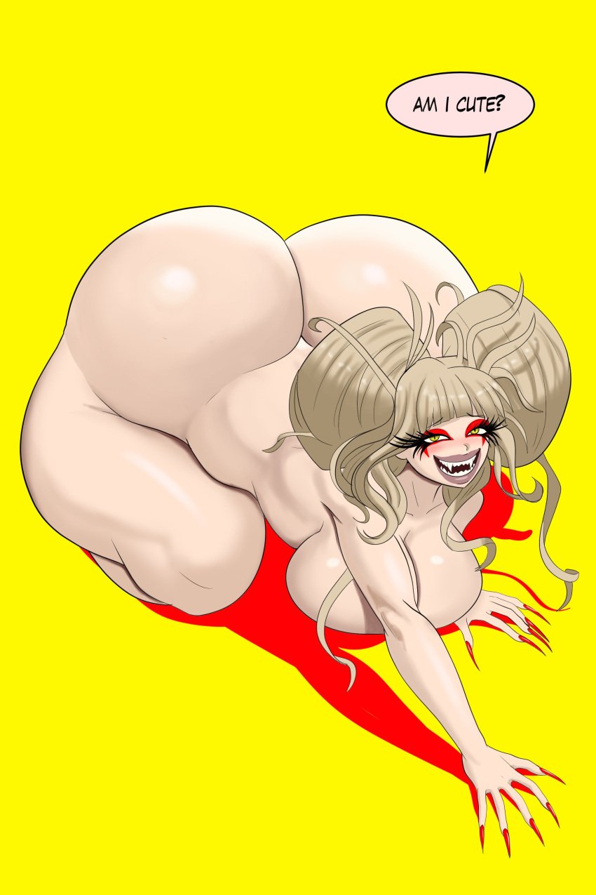 1girls annon ass bimbo bimbofied dialogue female female_only gigantic_ass himiko_toga huge_ass huge_breasts human hyper_ass large_breasts my_hero_academia nude solo solo_female text