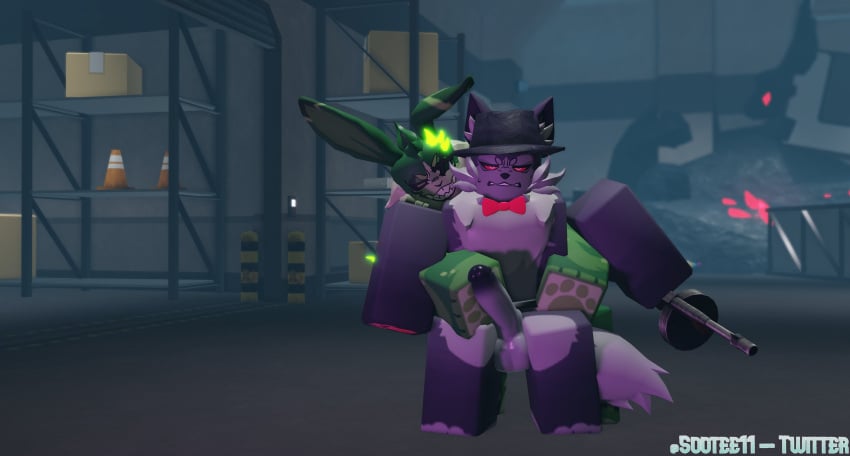 2boys 3d anthro fed_(kaiju_paradise) furry furry_only gay green_body green_fur grey_fur kaiju_paradise nuclear_rabbit_(kaiju_paradise) penis questionable_consent rabbit red_eyes roblox roblox_game sootee11 tagme