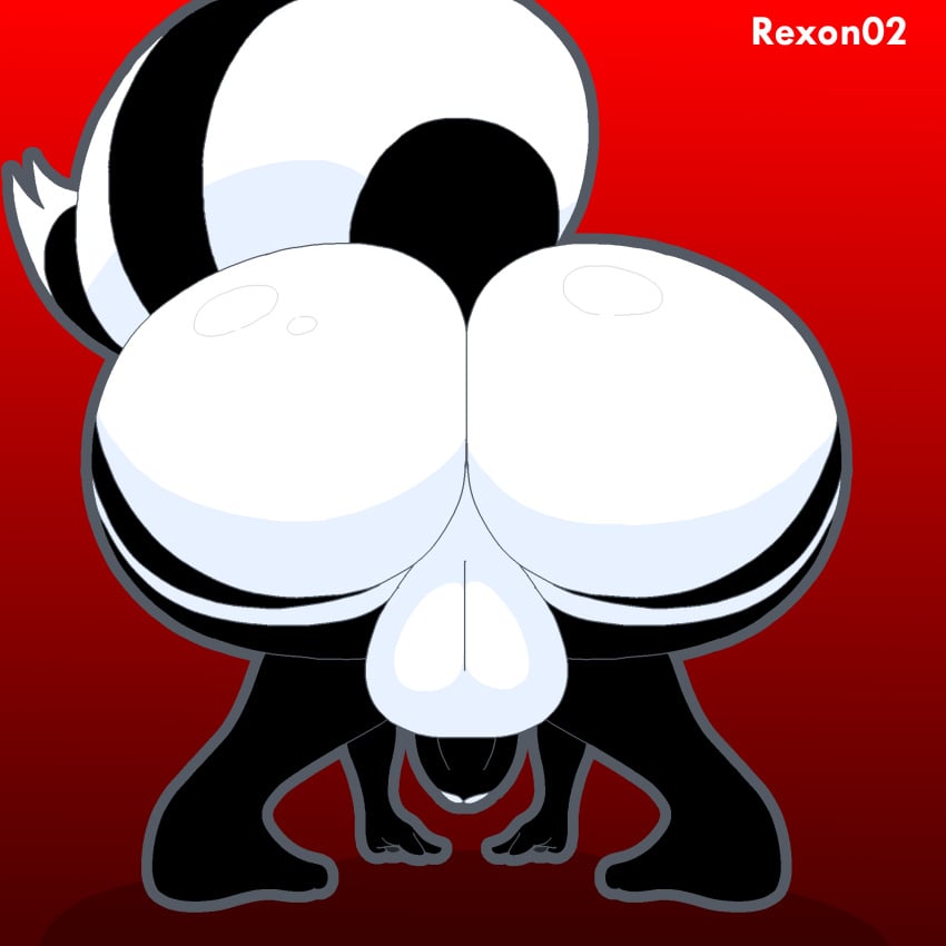 ass ass_view back_view balls black_fur male_focus male_only no_humans non-human non-human_only on_all_fours penis raccoon raccoon_tail rex_raccoon_(rexon02) rexon02 simple_background solo_male white_fur