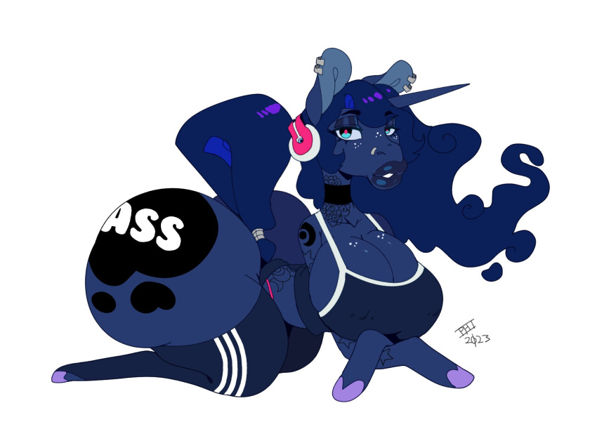 anthro ass big_breasts big_butt bimbofication bimbofied bimbony bimbophi breasts clothing eyeshadow female friendship_is_magic hasbro hi_res huge_breasts huge_butt hyper hyper_butt legwear lips makeup my_little_pony princess_luna_(mlp) solo thick_lips thigh_highs wide_hips