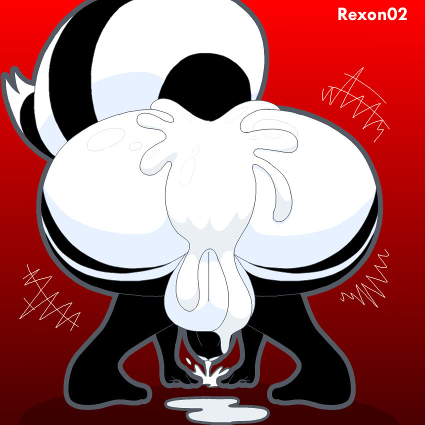 balls black_fur cum cum_drip cum_dripping cum_in_ass cum_inside grey_skin male_focus male_only no_humans non-human non-human_only on_all_fours penis raccoon raccoon_tail rex_raccoon_(rexon02) rexon02 solo_male white_fur