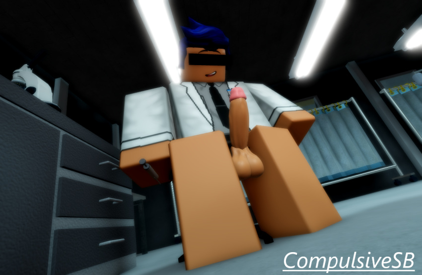 1boy 3d artist_name cock compulsivesb curtains doctor erect_penis erection experiment half-dressed half_naked half_nude happy lab_coat labcoat laboratory medical_instrument medical_syringe needle no_pants no_underwear penis roblox roblox_avatar robloxian self_upload sitting sitting_on_chair table tagme