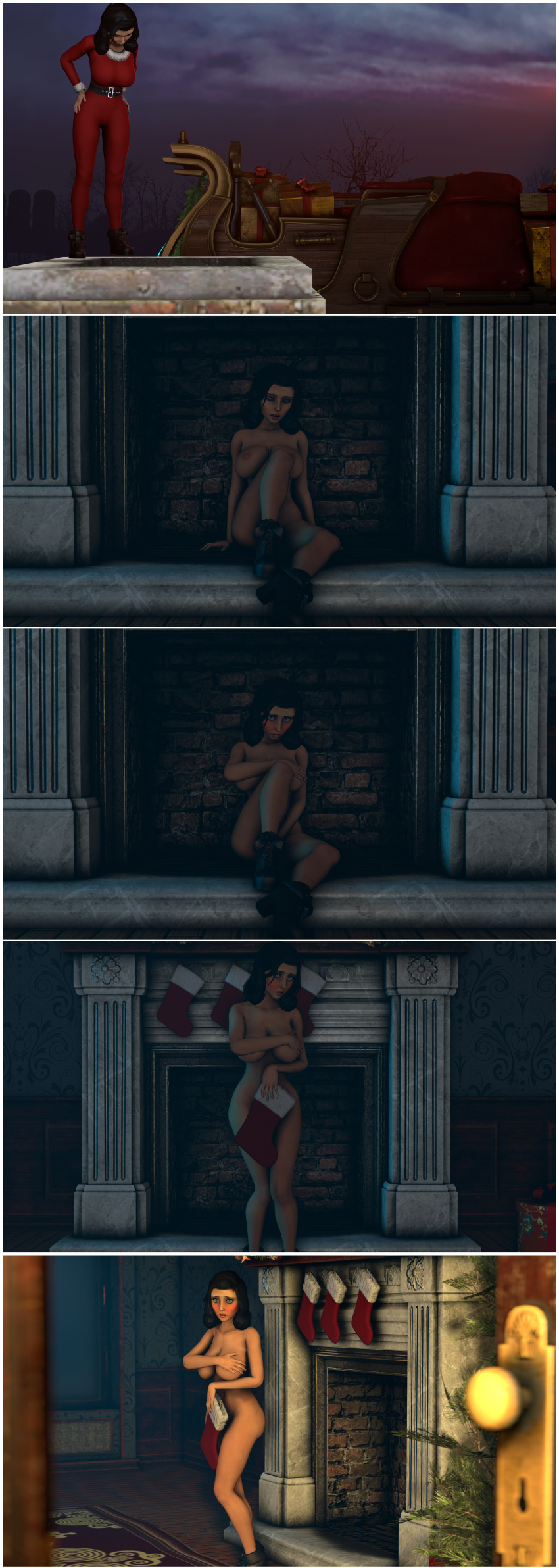 3d big_breasts bioshock bioshock_infinite bodysuit breasts busty christmas christmas_outfit christmas_tree comic elizabeth_comstock embarrassed embarrassed_nude_female female female_focus female_only hourglass_figure nude nude_female nudity photofiona tagme wide_hips