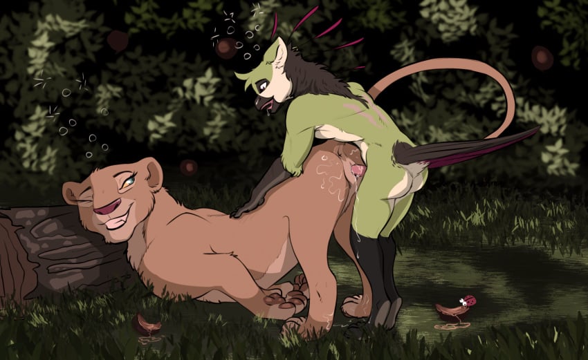 anthro anus ass_up avian digitigrade disney duo felid female female_feral feral grass gryphon handpads hi_res lion male male/female mammal mythological_avian mythological_creature mythology nala_(the_lion_king) outside pantherine penetration plant the_lion_king vaginal_penetration zafara_(artist)