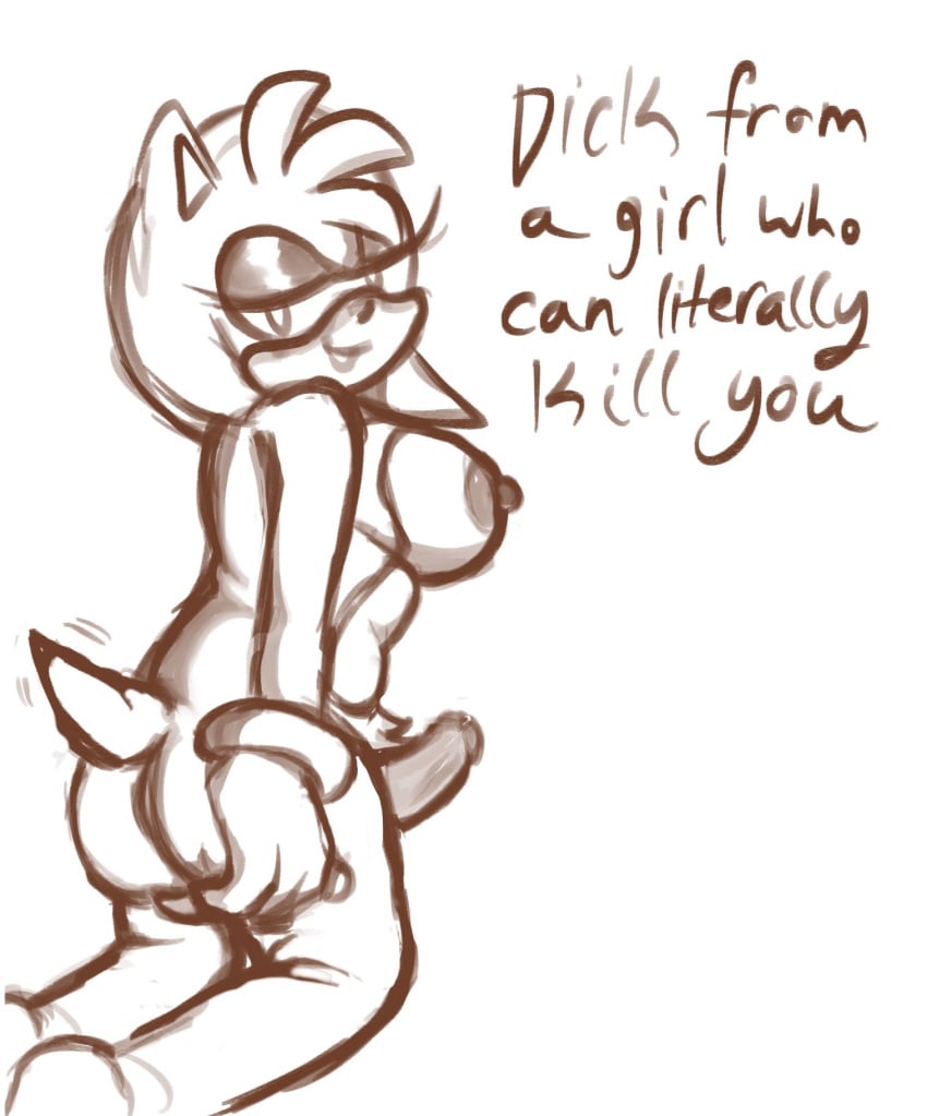 amy_rose anthro ass bedroom_eyes big_breasts dialogue dickgirl erection futanari penis roseafterdark sonic_(series) sonic_the_hedgehog_(series)