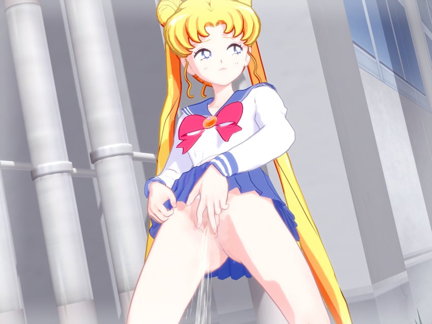 1girls 3d bishoujo_senshi_sailor_moon female koikatsu no_panties peeing solo_female standing_pee usagi_tsukino