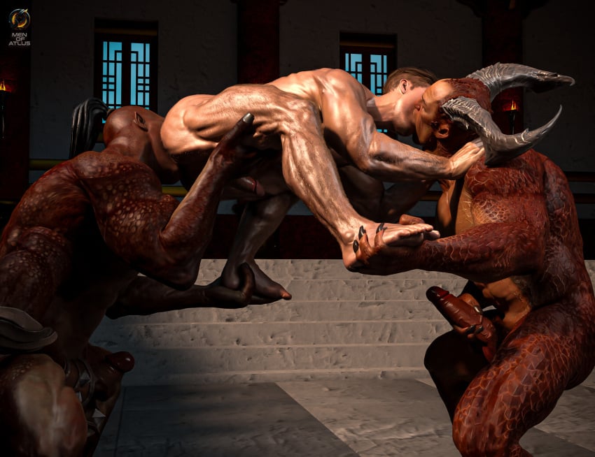 3boys ass big_penis dick fuck_and_suck gay_sex general_shao goro johnny_cage male men_of_atlus monster_boy mortal_kombat mortal_kombat_1_(2023) penis shao_kahn sucking_penis