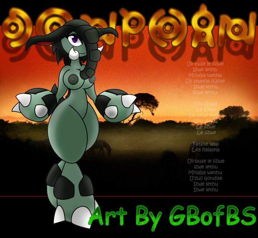 anthro breasts claws color donphan female female_only gb_of_bs nintendo nipples nude pokemon solo standing tagme