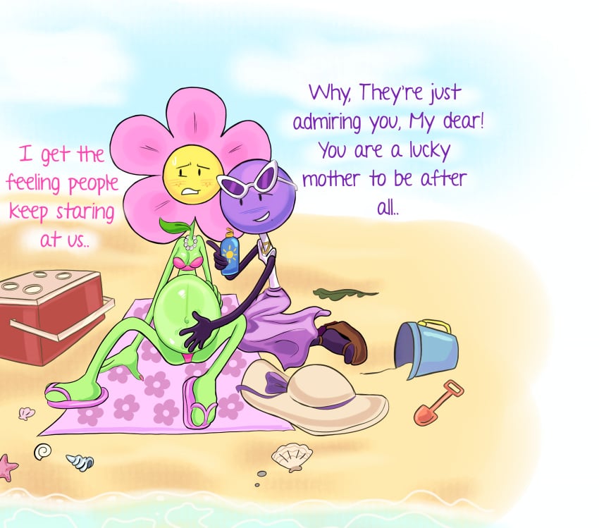 background battle_for_dream_island beach beach_background beach_towel bfdi couple couple_(romantic) female female/female fetish flower flower_(bfdi) flowerpop i'manthro lgbt lollipop lollipop_(bfdi) love object_shows pregnancy pregnant pregnant_belly pregnant_female romantic romantic_couple sand scenery vacation yuri