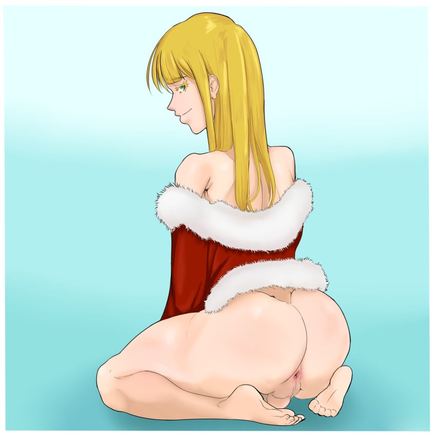 1boy ass ass_focus bangs blonde_hair blue_eyes canute cloak cloak_only facing_away fair_skin femboy femboy_prince femboysub feminine_male girly girly_boy hibikiale historical human kneeling light_skin light_skinned_male looking_at_viewer male male_only posing royalty sissy solo solo_male teasing teasing_viewer thick_thighs trap vinland_saga