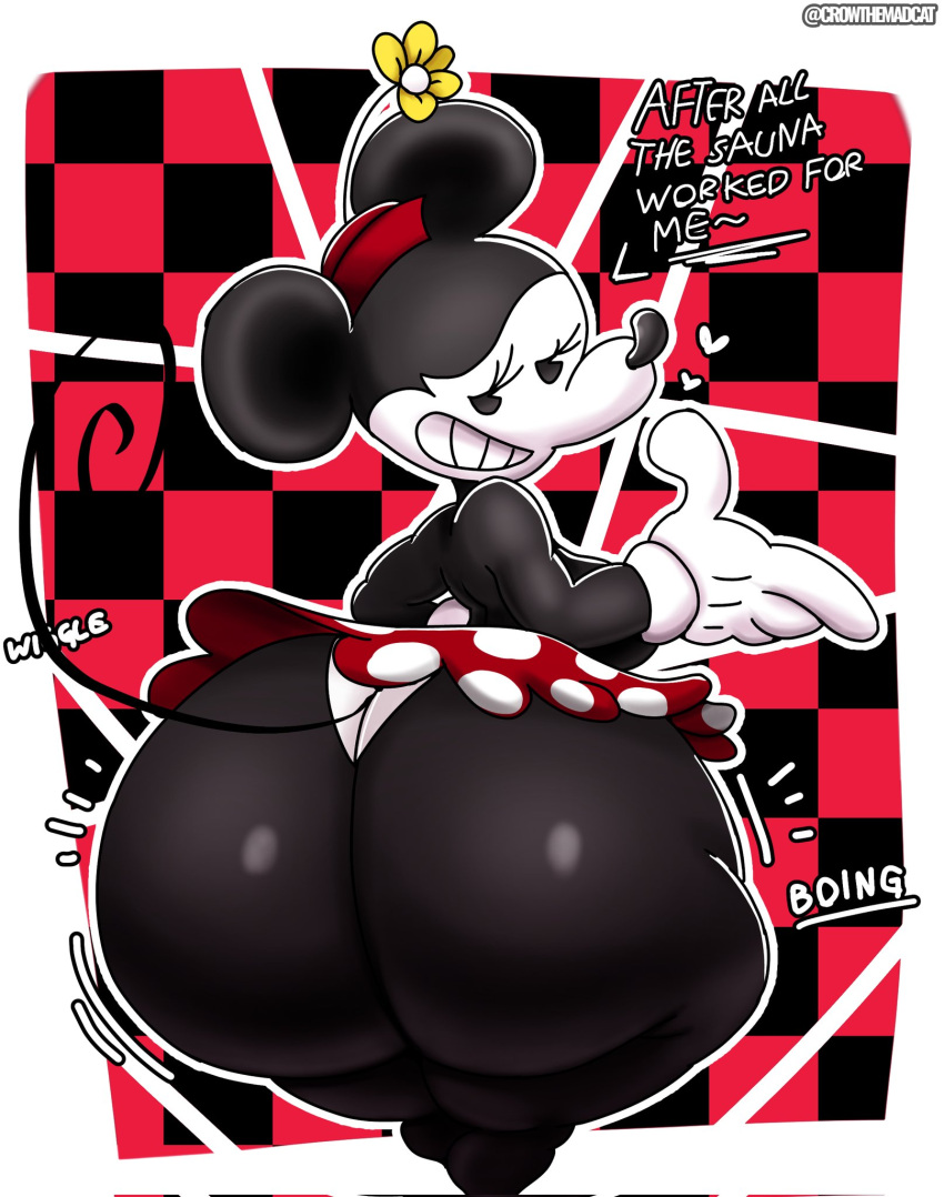 1girls anthro ass big_ass bubble_ass bubble_butt crowthemadcat disney female furry huge_ass minnie_mouse mouse_tail panties public_domain shortstack smile tail thedeathcrow05 thick_ass thick_thighs upskirt white_panties