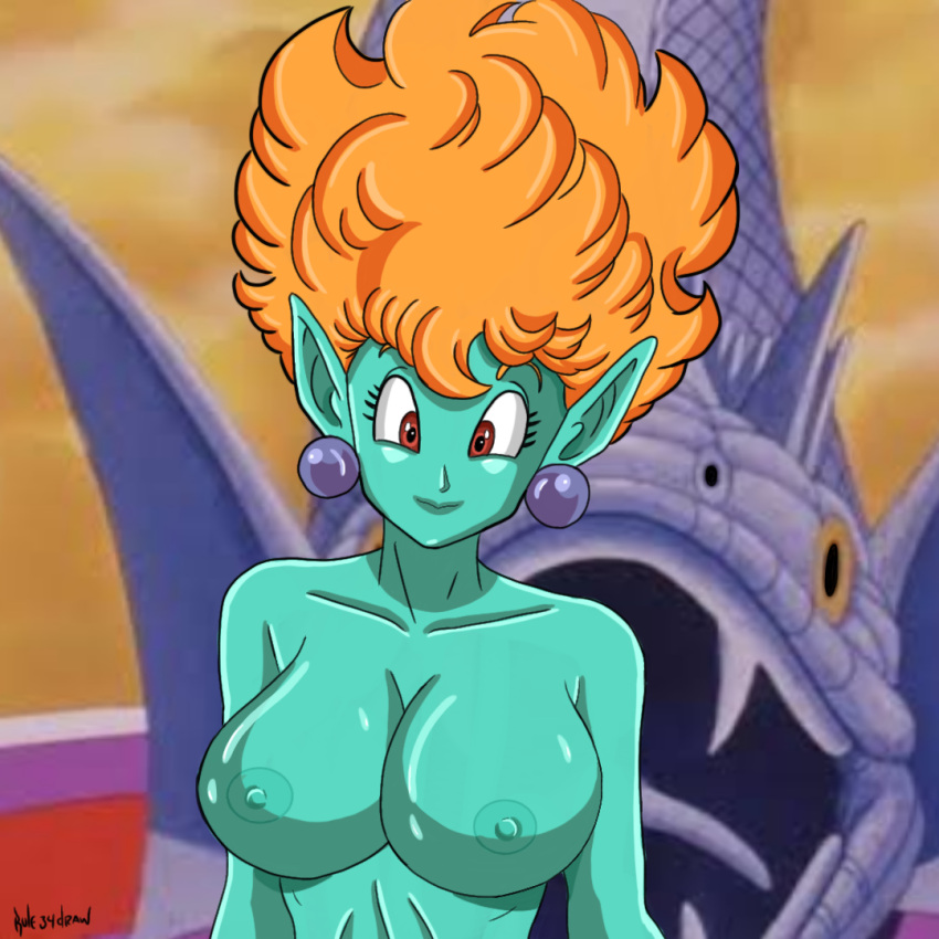 anime_style big_breasts breasts dragon_ball dragon_ball_z naked nude princess_snake red_hair rule34draw snake snake_girl toei_animation