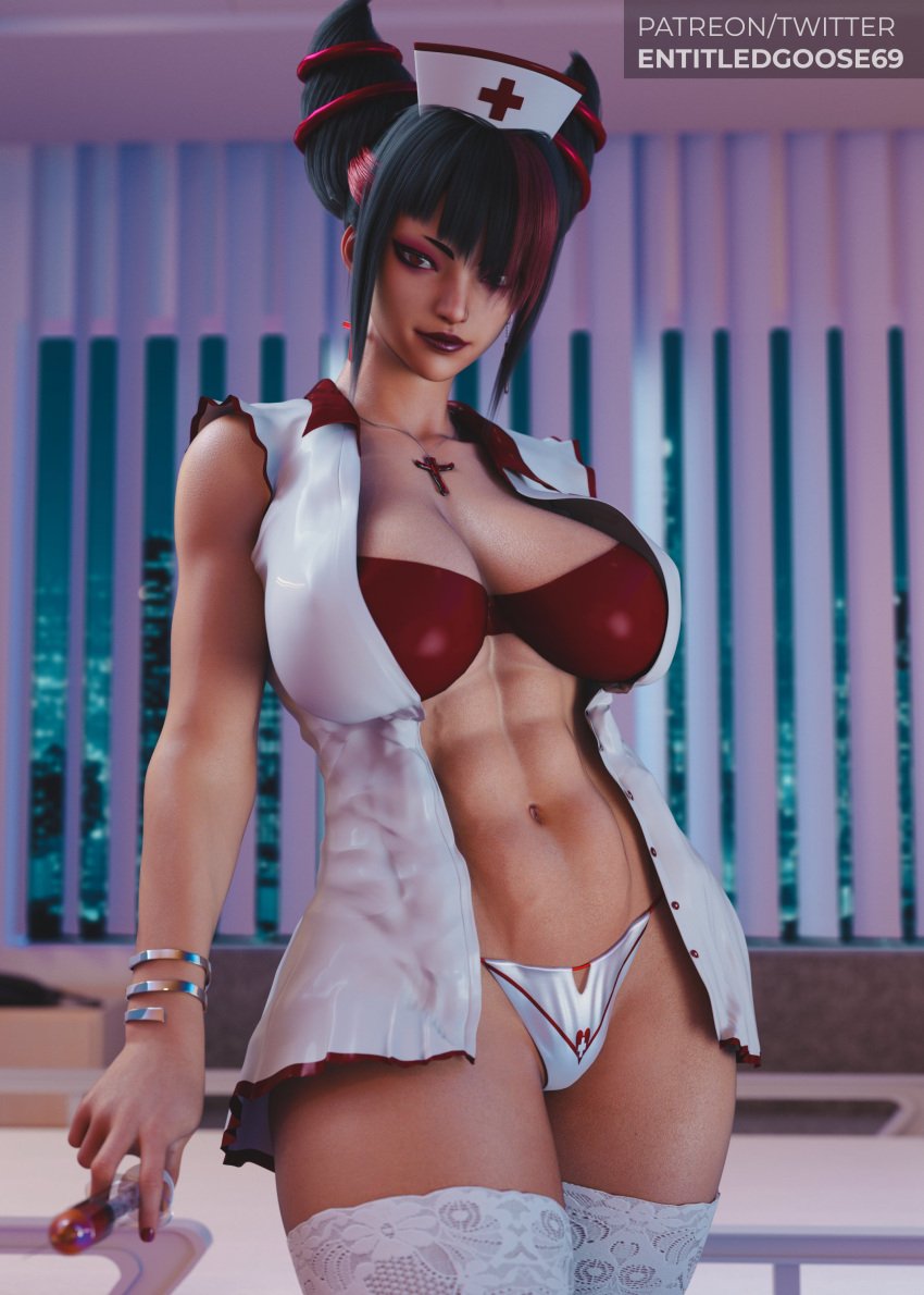 1girls 3d abs alternate_version_available ass big_ass big_breasts breasts capcom cleavage entitledgoose female female_only fit fit_female juri_han mature_female milf muscular muscular_female nurse nurse_cap nurse_lingerie nurse_uniform solo solo_focus straight_hair street_fighter street_fighter_6 tagme thick_thighs wide_hips