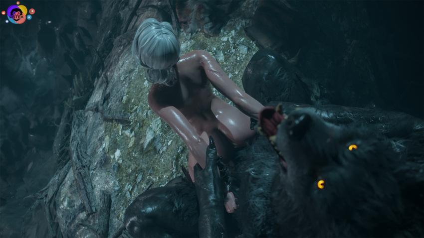 3d ass astex ciri completely_nude female green_eyes light-skinned_female monster nude penetration penis pussy scar sex tattoo the_witcher_(series) the_witcher_3:_wild_hunt werewolf white_hair witcher_medallion