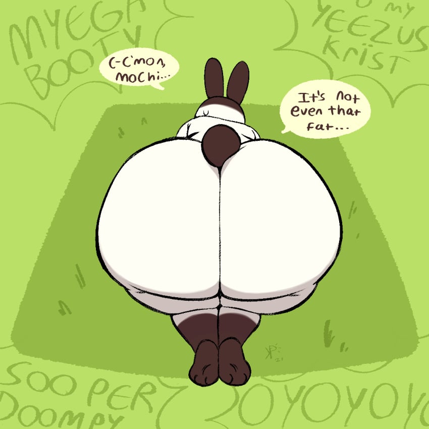 animal_crossing ass genji_(animal_crossing) huge_ass kindaprudish male nintendo rabbit speech_bubble thick_thighs video_games wide_hips