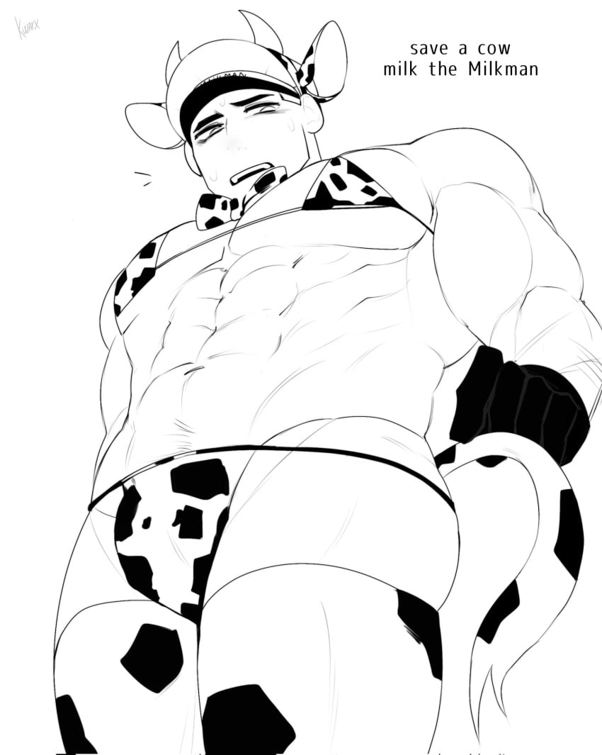 1boy bara bulge clothing cow_boy francis_mosses kwarx male male_only milkman muscular_male quote that's_not_my_neighbor tiktok_quote underwear