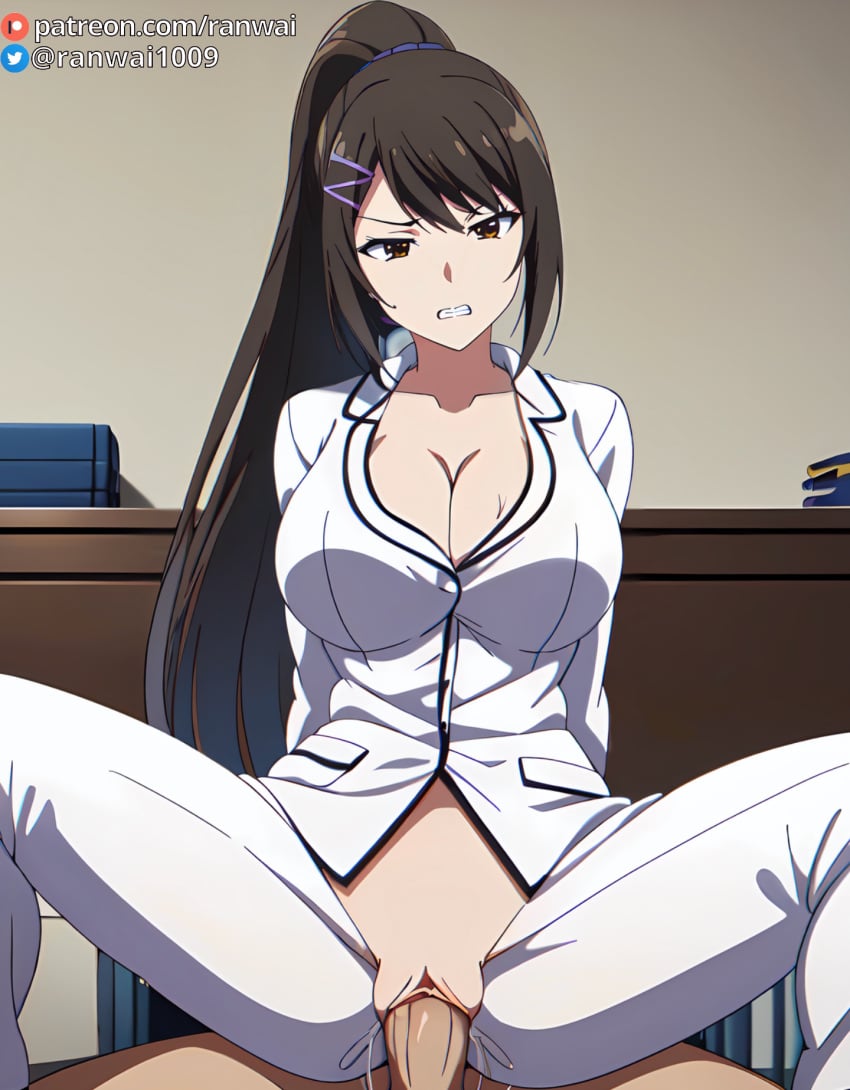 ai_generated anime bondage chabashira_sae classroom_of_the_elite cowgirl_position large_breasts pajamas ranwai sex stable_diffusion youkoso_jitsuryoku_shijou_shugi_no_kyoushitsu_e