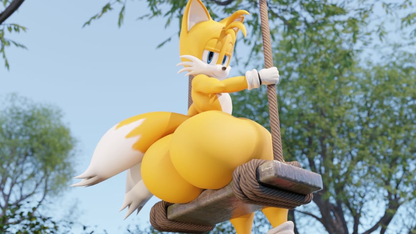 1boy 1femboy 1male 3d aidenz anthro ass bedroom_eyes big_ass big_butt bubble_ass bubble_butt femboy fox furry huge_ass huge_butt looking_at_viewer outdoors sega sitting_on_swing solo sonic_(series) sonic_the_hedgehog_(series) swing tails tails_the_fox