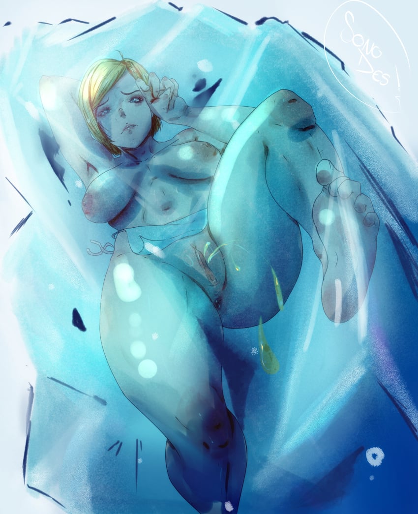 areolae armpits asfr barely_clothed barely_visible_anus blonde_hair blue_eyes commission feet frown frozen furan_sonoda ice loincloth loincloth_lift looking_at_viewer midriff nipples peeing peeing_on_viewer sagging_breasts scared soles solo solo_female stuck_in_ice thick_thighs toes urinating urinating_female urination urine urine_drip watersports