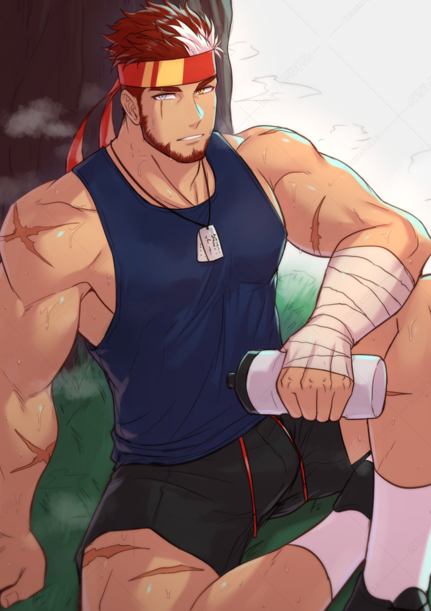 1boy bara biceps bulge clothing looking_at_viewer male male_only muscular_male pecs ryuugen_drake tagme tight_clothing toumator18